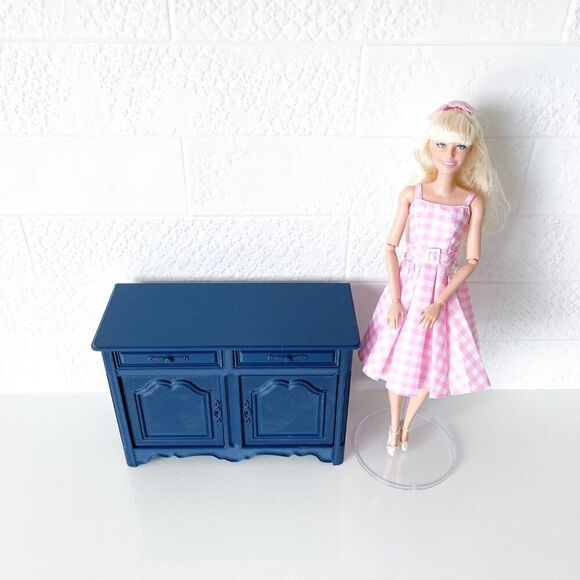 Barbie Miniature Dollhouse Navy French Cabinet Sideboard 1:6 Scale 3D Printed - Picture 6 of 6